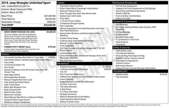 2016 Jeep Wrangler Unlimited Sport