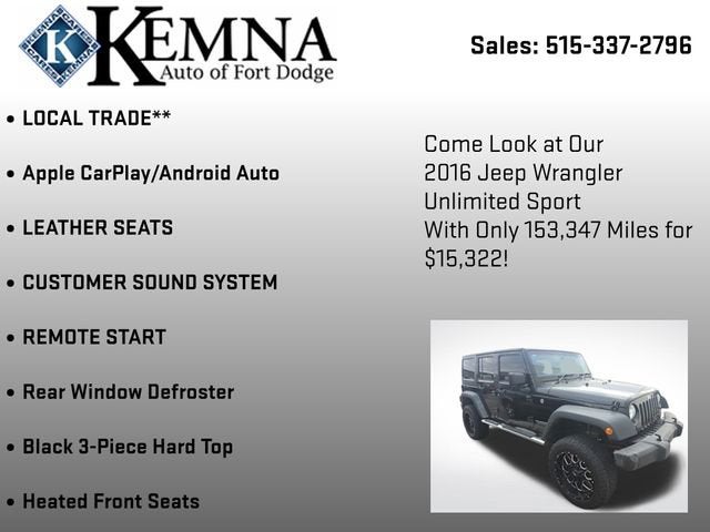 2016 Jeep Wrangler Unlimited Sport
