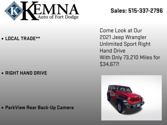 2021 Jeep Wrangler Unlimited Sport RHD 4x4