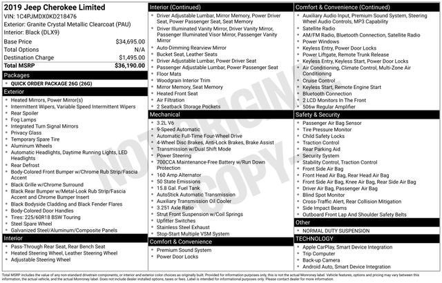 2019 Jeep Cherokee Limited 4x4