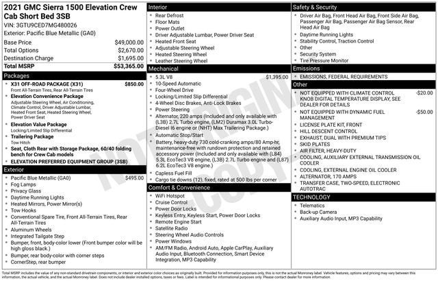 2021 GMC Sierra 1500 Elevation