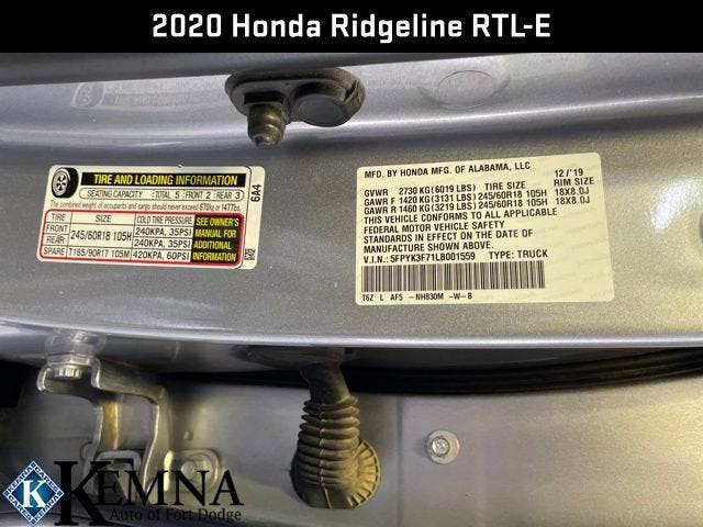 2020 Honda Ridgeline RTL-E