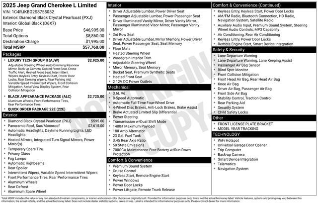 2025 Jeep Grand Cherokee GRAND CHEROKEE L LIMITED 4X4