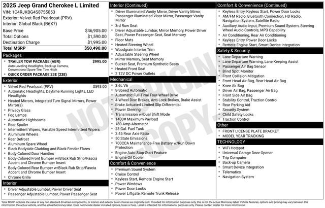 2025 Jeep Grand Cherokee GRAND CHEROKEE L LIMITED 4X4