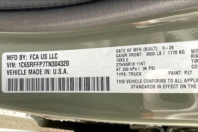 2026 RAM Ram 1500 RAM 1500 BIG HORN CREW CAB 4X4 5'7' BOX