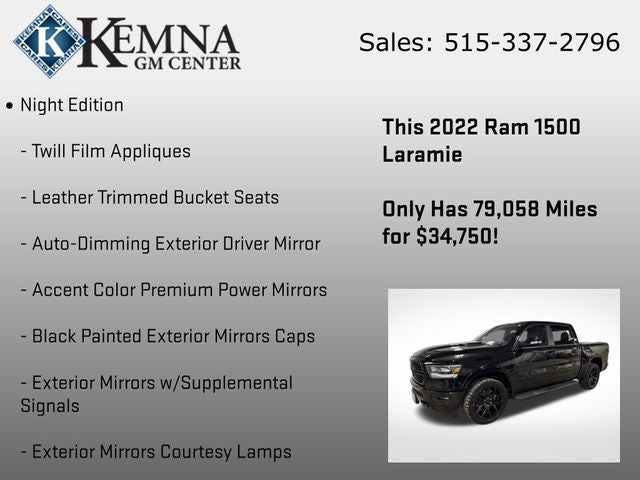 2022 RAM 1500 Laramie Crew Cab 4x4 5'7' Box