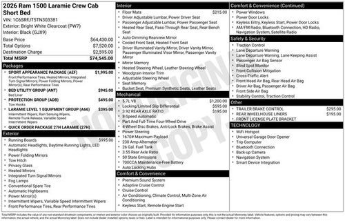 2026 RAM Ram 1500 RAM 1500 LARAMIE CREW CAB 4X4 5'7' BOX