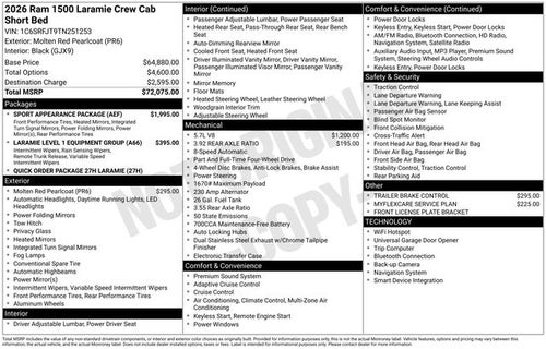 2026 RAM Ram 1500 RAM 1500 LARAMIE CREW CAB 4X4 5'7' BOX
