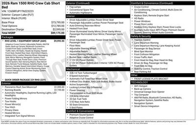 2026 RAM Ram 1500 RAM 1500 RHO CREW CAB 4X4 5'7' BOX