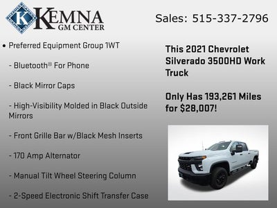 2021 Chevrolet Silverado 3500HD 4WD Crew Cab Standard Bed WT