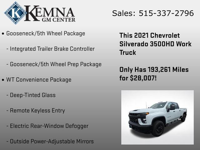 2021 Chevrolet Silverado 3500HD 4WD Crew Cab Standard Bed WT