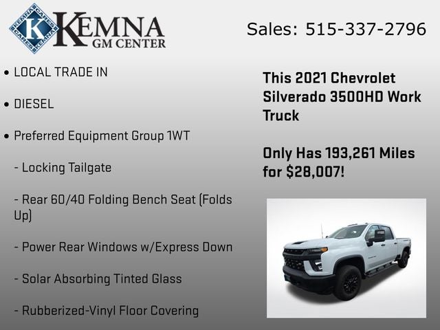 2021 Chevrolet Silverado 3500HD 4WD Crew Cab Standard Bed WT