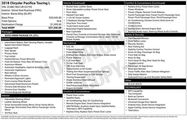 2018 Chrysler Pacifica Touring L