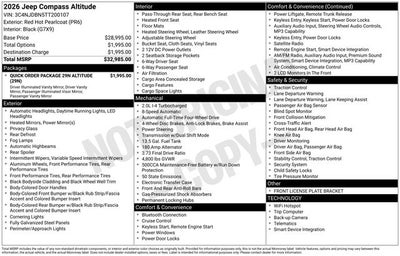 2026 Jeep Compass COMPASS LATITUDE ALTITUDE 4X4