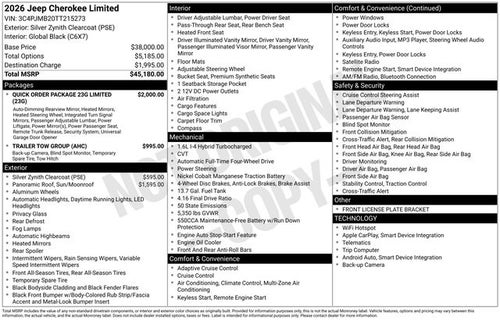 2026 Jeep Cherokee CHEROKEE LIMITED 4X4