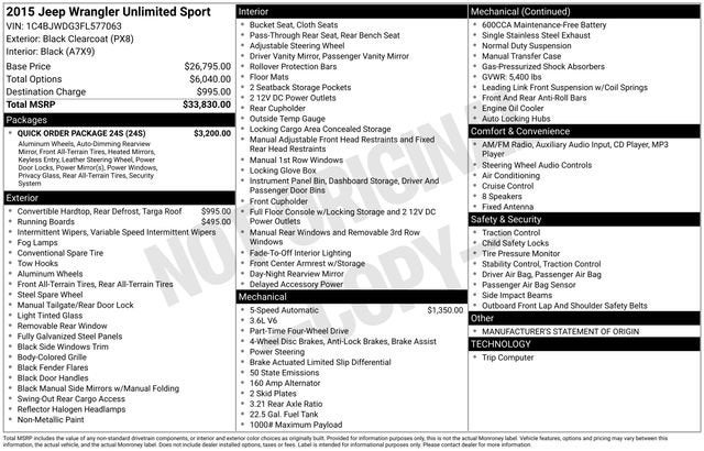 2015 Jeep Wrangler Unlimited Sport