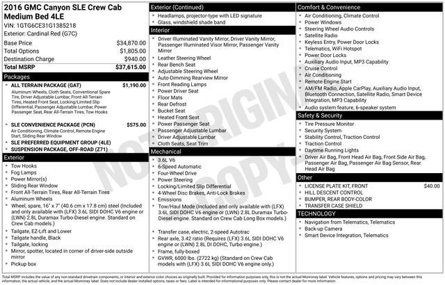 2016 GMC Canyon 4WD SLE